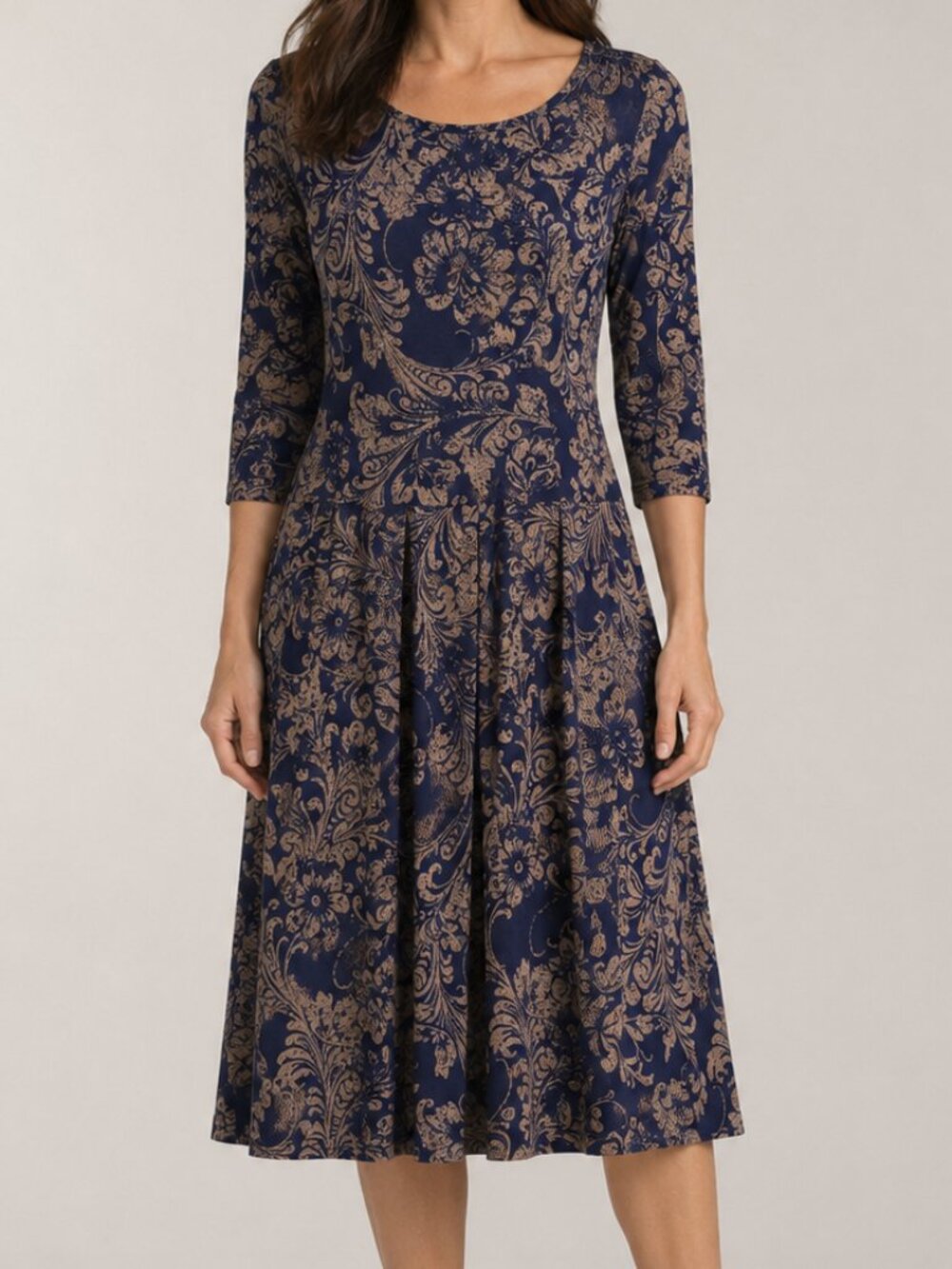 Peruvian Connection Baroque Print Dress S Romantic Soft Art to Wear Pockets